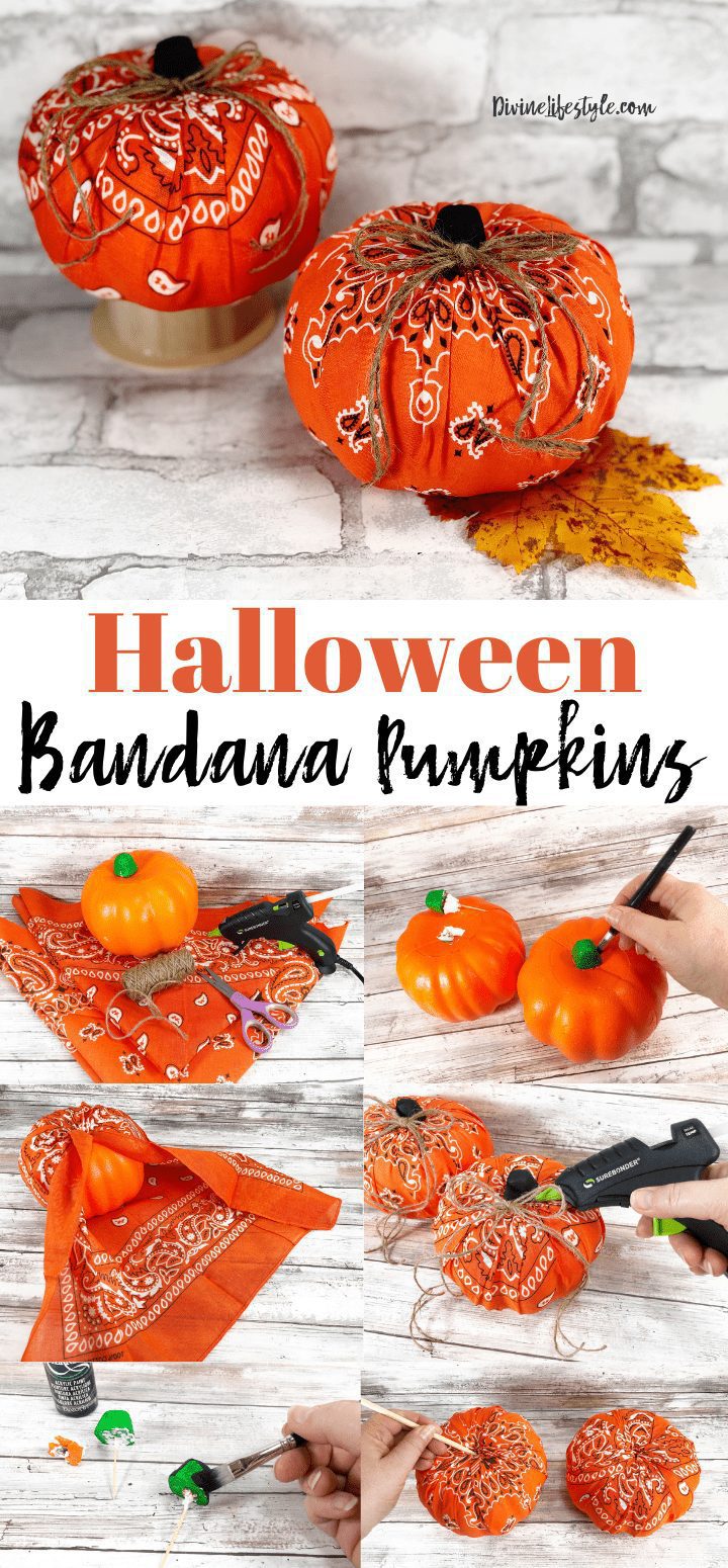 How to Make Cloth Pumpkins Tutorial - Rustic Bandana Pumpkins Halloween Craft