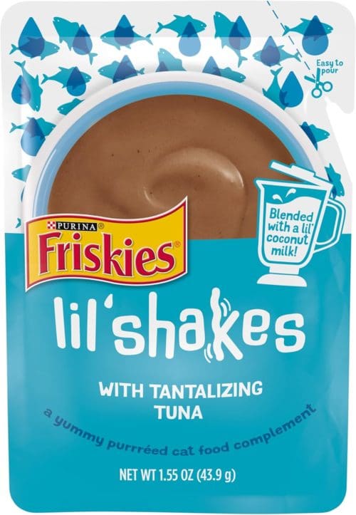 Friskies Wet Pureed Cat Food Topper Lil' Shakes With Tantalizing Tuna Lickable Cat Treats