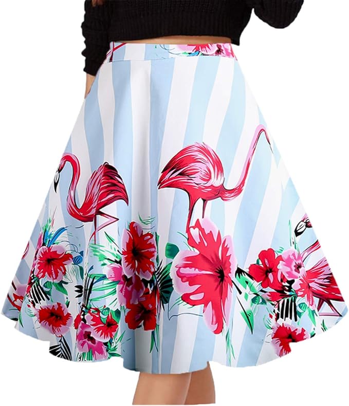 Flamingo Print Skirt Casual Summer Outfits for Women womens summer clothes