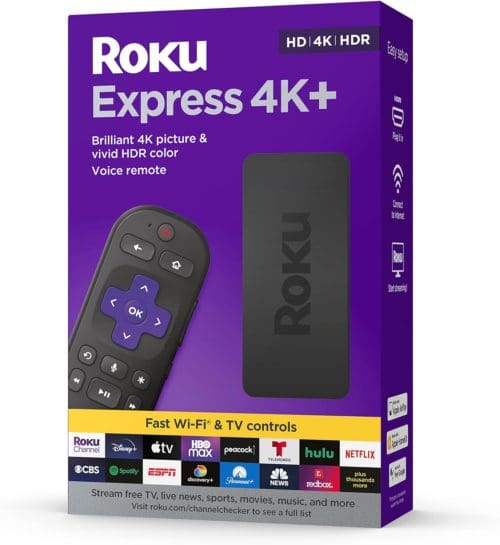 Roku Express K+ | Roku Streaming Device K:HDR Roku Voice Remote Free & Live TV