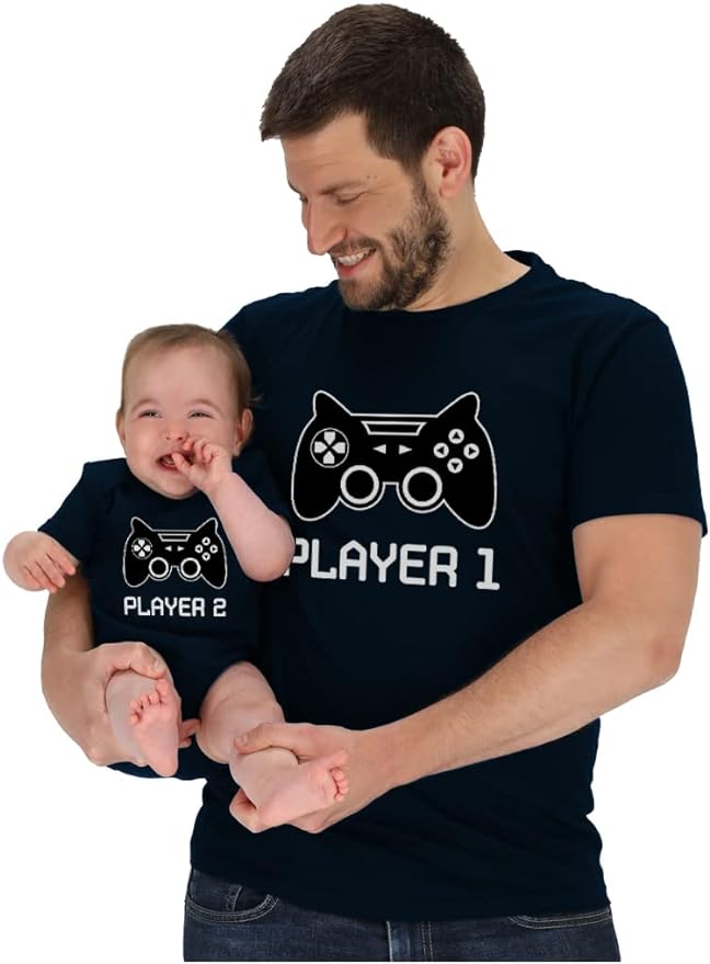 Funny Gifts for New Parents Amazon stars Gamer Dad and Son Matching Shirts Fathers Day Player & Daddy and Me Outfits