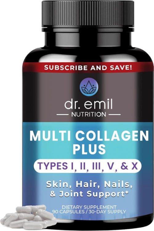 DR EMIL NUTRITION Multi Collagen Pills Collagen Supplements to Support Hair Skin Nails & Joints Hydrolyzed Collagen Supplements for Women with Types I II III V & X Capsules