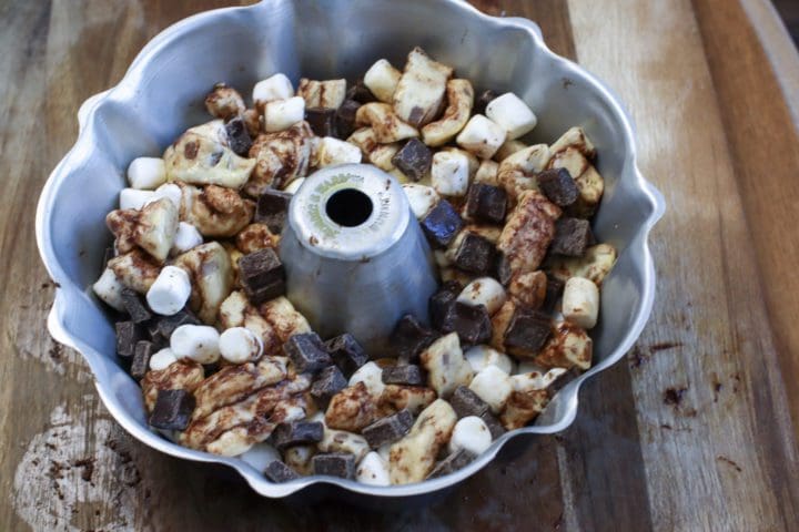 Smores Cinnamon Roll Monkey Bread