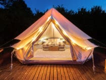 Tent at glamping, night