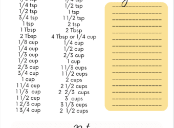 Printable Recipe Doubler Cooking Notes Pages