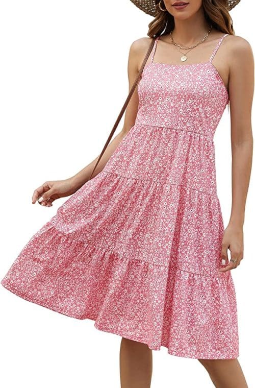 Berydress Womens Summer Dresses Spaghetti Strap Tiered Midi Dress Wedding Guest Ruffle Cotton Black Casual Beach Sun Dress amazon .com dresses flattering sundresses