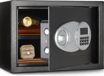 Amazon Basics Steel Security Safe and Lock Box with Electronic Keypad Secure Documents Storage