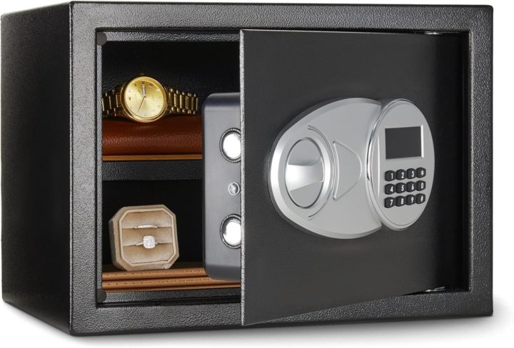 Amazon Basics Steel Security Safe and Lock Box with Electronic Keypad Secure Documents Storage