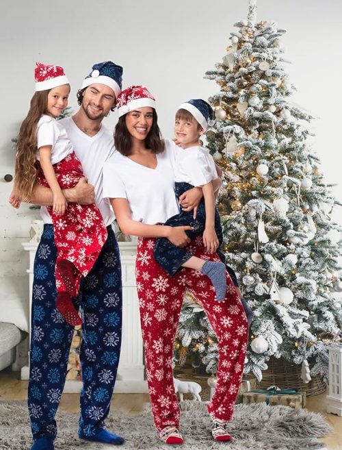 Mad Dog Concepts Matching Christmas Pajamas Pants for Family Set of Pajama Bottom and Santa Hat
