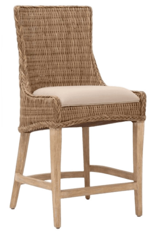 One Kings Lane Greco Wicker Counter Stools, Sand