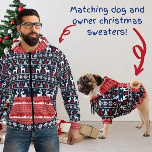 MATCHING DOG and OWNER Chirstmas sweater | Christmas dog sweater large dogs | medium dogs | small dogs | custom dog hoodie