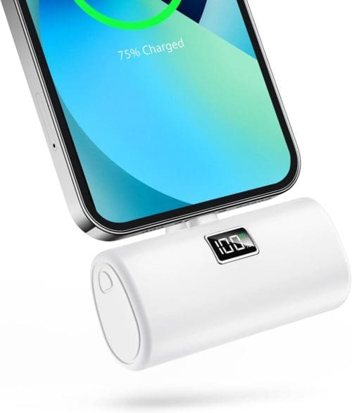 JEJILL Portable Charger for iPhone W PD Fast Charging mAh Small Power Bank with LCD Display Mini Cute Portable Battery Phone Charger for iPhone : Pro Max:::XR::: White