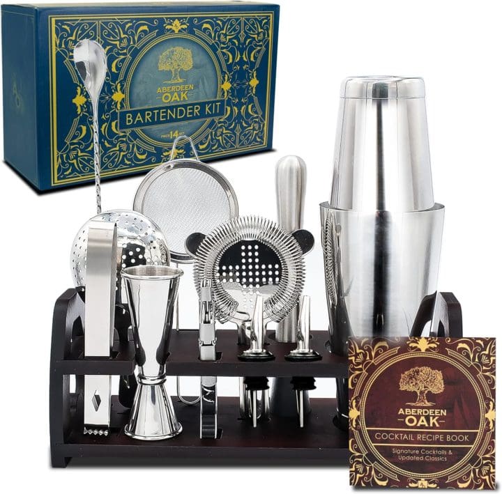 Small Gifts for Dinner Party Guests Aberdeen Oak Mixology Bartender Kit