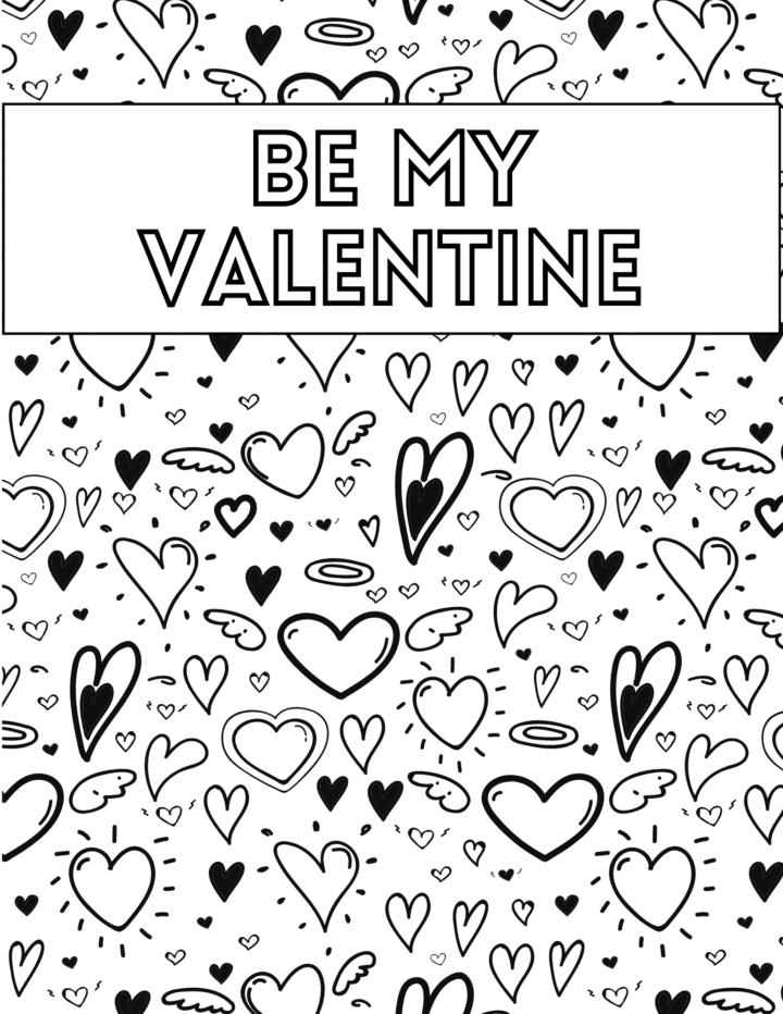 Black White Valentine's Day Coloring Page