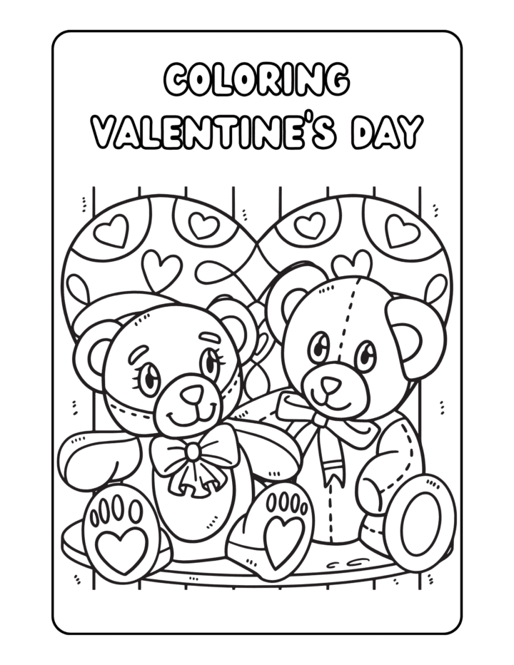 Black and White Clean Coloring Valentine's Day Coloring Worksheet