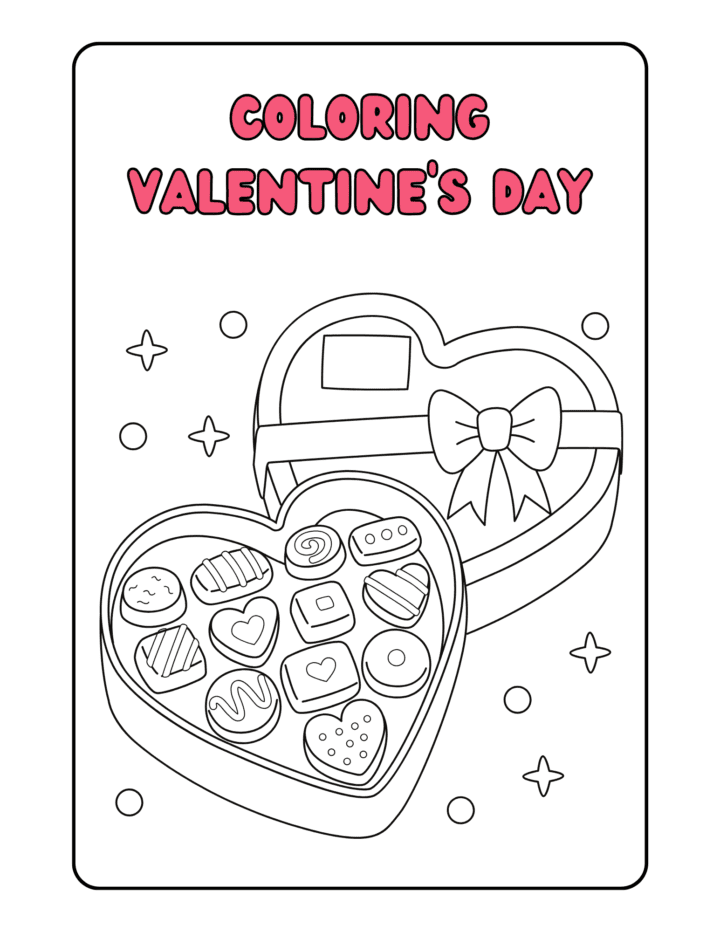 Pink Black and White Coloring Valentine's Day Worksheet