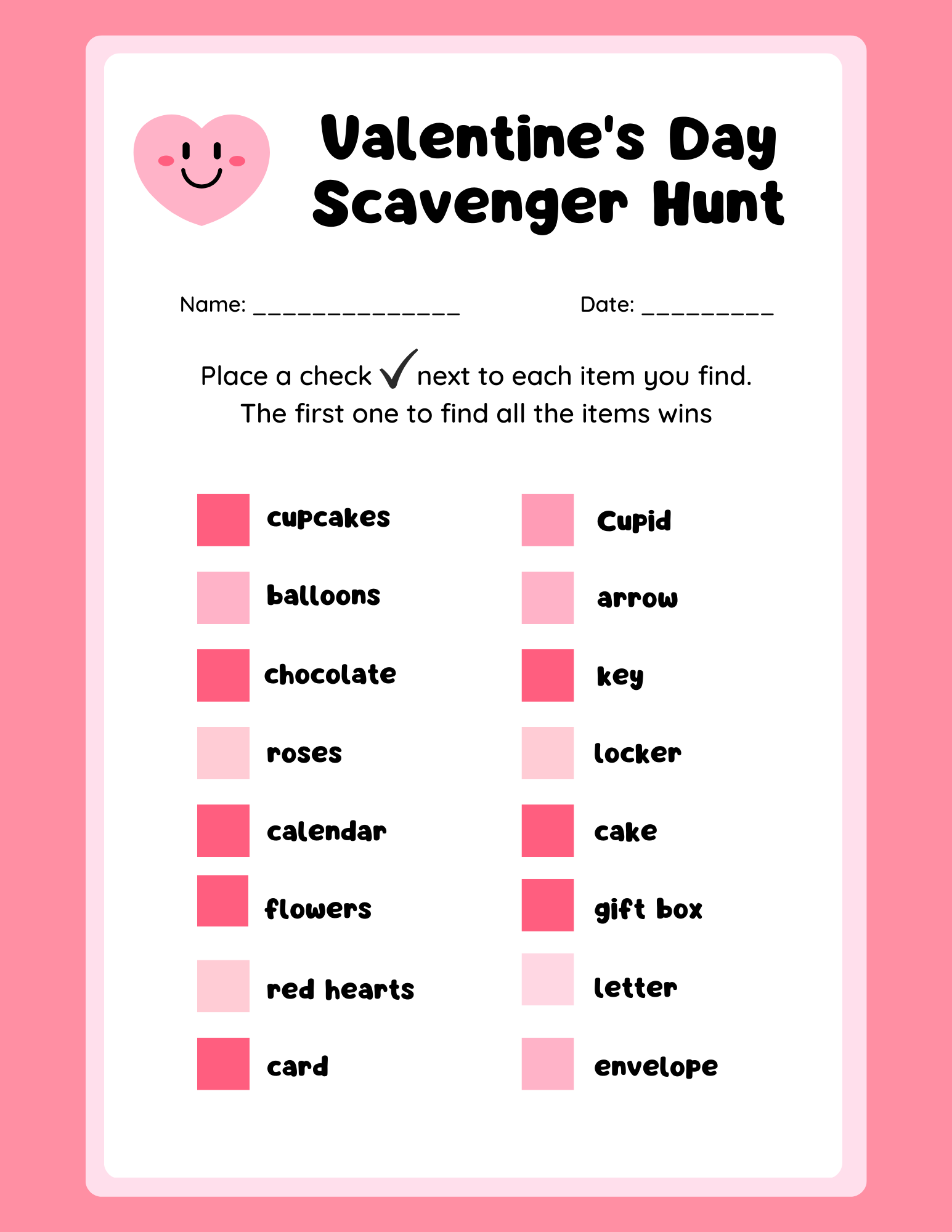 Valentine's Day Scavenger Hunt