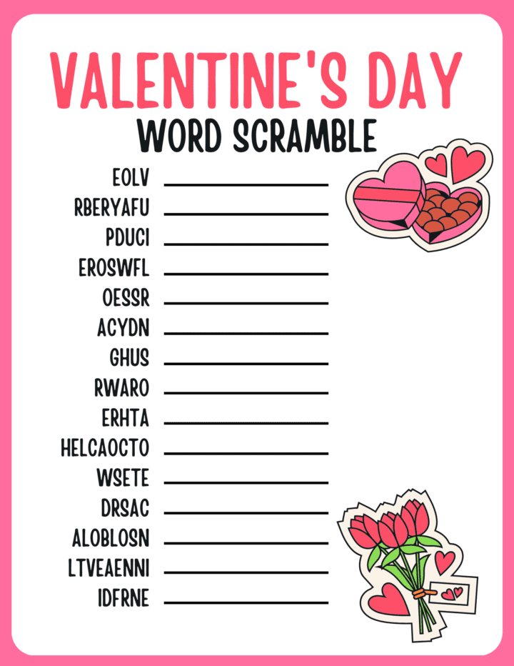 Valentine's Day Word Scramble