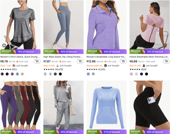 Women's Temu Clothing Activewear