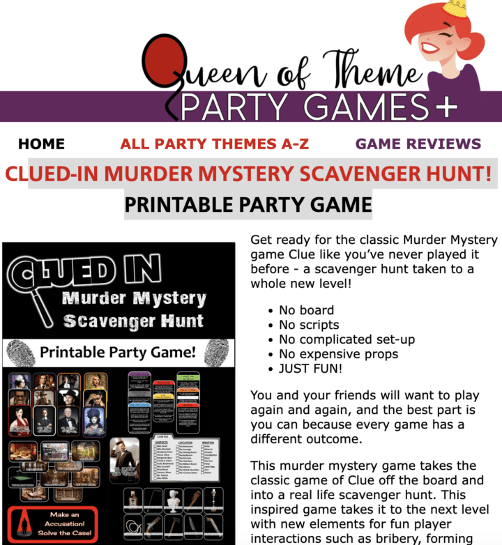 Clue Printable Murder Mystery Party Game