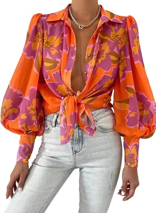 Spring Styles for Women Bright Orange Blouse