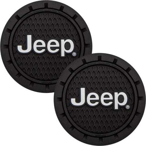 Jeep Logo Cup Holder Coasters in Black