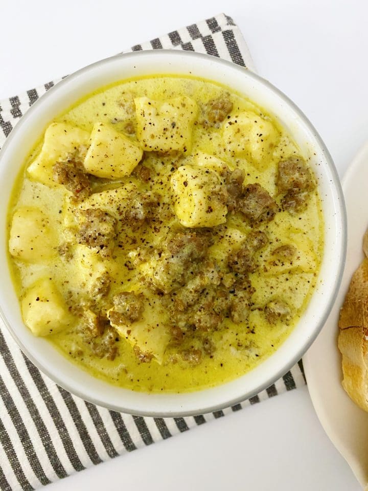 Ricotta Gnudi Recipe with Creamy Sausage Pesto