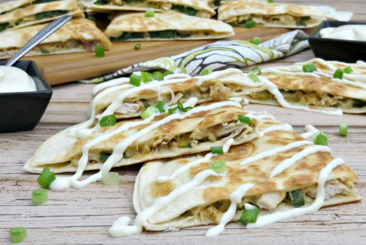 Turkey Quesadilla with Green Chile Sour Cream Sauce