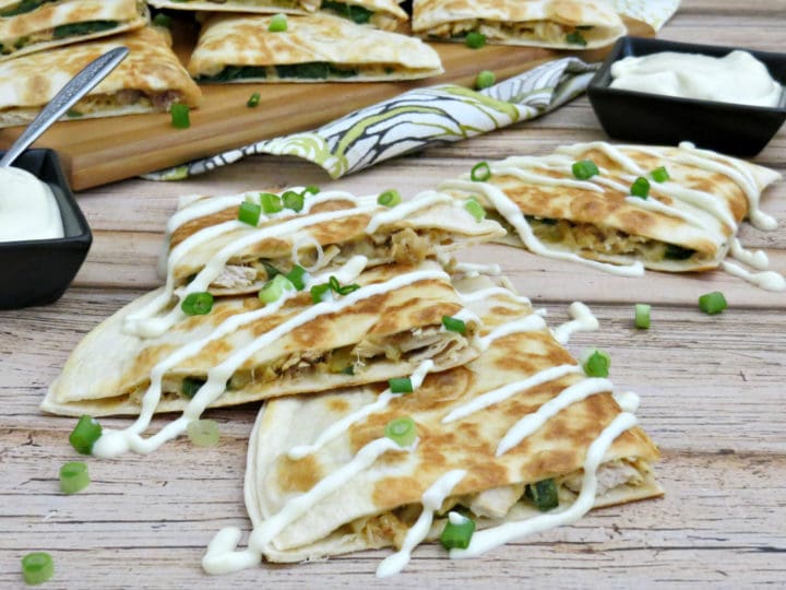 Turkey Quesadilla with Green Chile Sour Cream Sauce