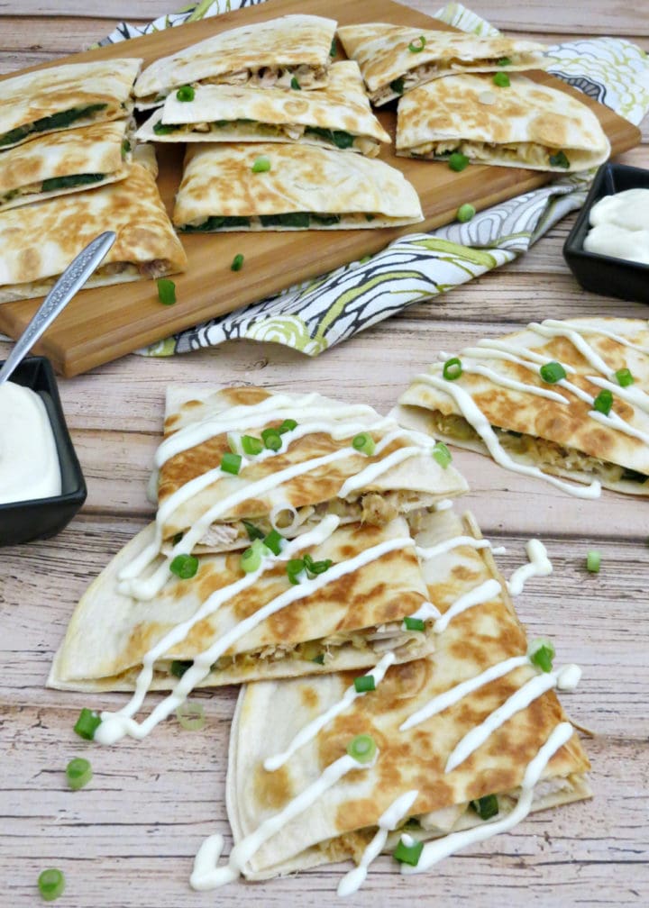 Turkey Quesadilla with Green Chile Sour Cream Sauce