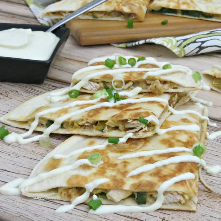 Turkey Quesadilla with Green Chile Sour Cream Sauce