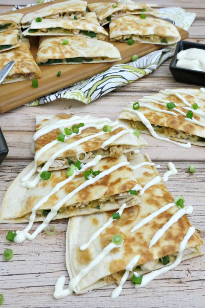 Turkey Quesadilla with Green Chile Sour Cream Sauce