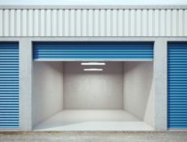 Empty storage unit with opened door