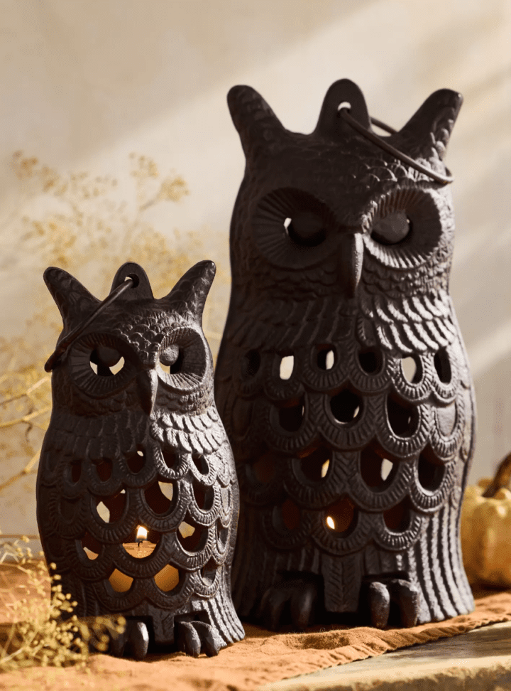 Anthropologie Cast Iron Owl Lantern