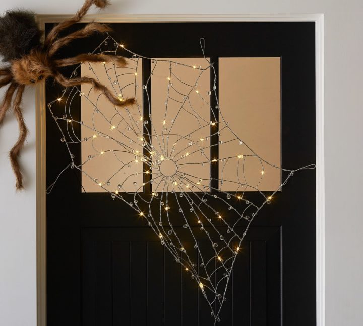 Cute Halloween Front Porches Pottery Barn Lit Crystal Spider Web
