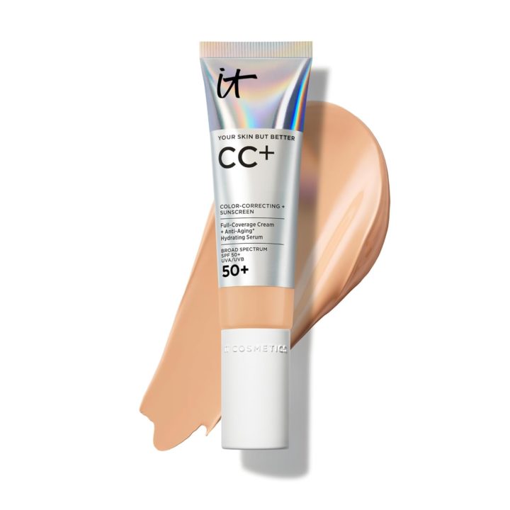 Vegan Makeup IT Cosmetics CC+ Cream Natural Full Coverage Foundation With SPF + Color Corrector & Anti Aging Hydrating Serum Hyaluronic Acid + Peptides Lightweight Up To H Wear All Skin Types