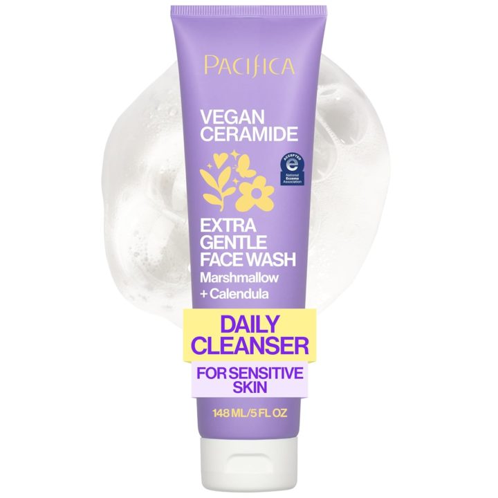 Vegan Skincare Pacifica Face Wash for Sensitive Skin Facial Cleanser Vegan Ceramide Barrier Repair Extra Gentle for Daily Fragrance Free for Sensitive Skin Clean Beauty Vegan & Cruelty Free Dermatologist Teste