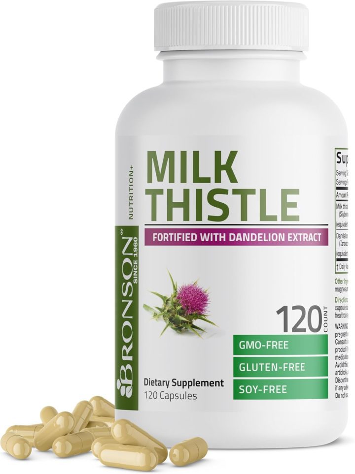 Bronson Milk Thistle Silymarin Marianum & Dandelion Extract Liver Health Support Antioxidant Support Detox Capsules