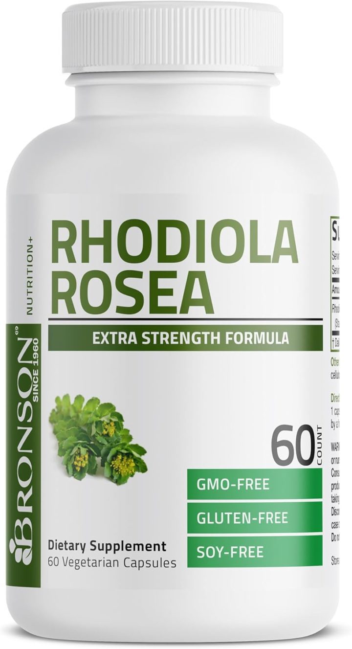 Bronson Rhodiola Rosea Vegetarian Capsules Adaptogenic Herb Brain Stress & Mood Support Non GMO Count