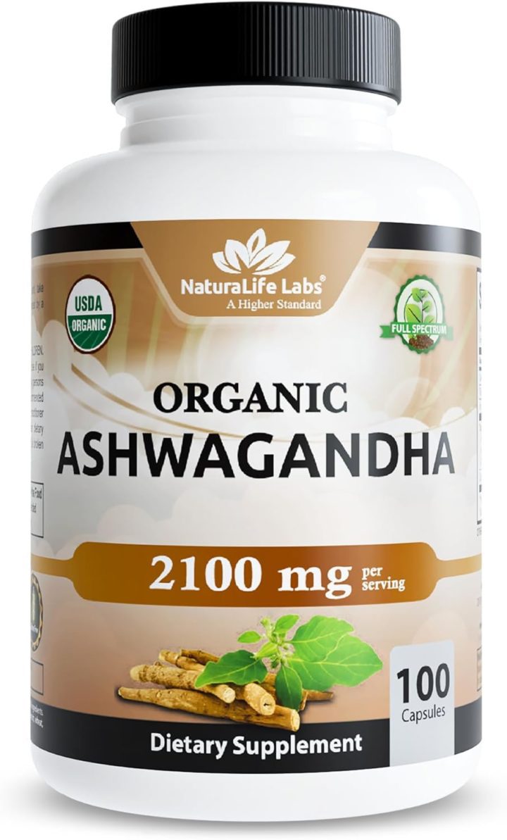NaturaLife Labs Organic Ashwagandha mg per Serving – Herbal Supplement Root Powder & Extract – Capsules – Vegan Non GMO Gluten Free