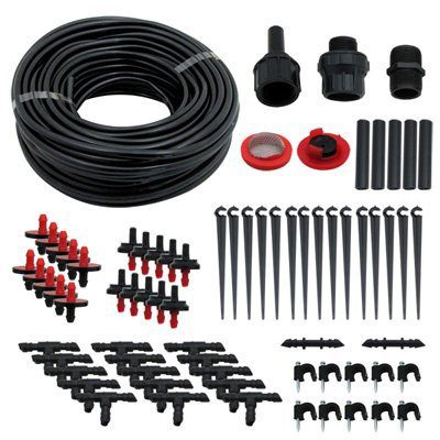 ft Garden and Greenhouse Landscaping Irrigation Plant Watering Drip Hose Sprinkler System Kit