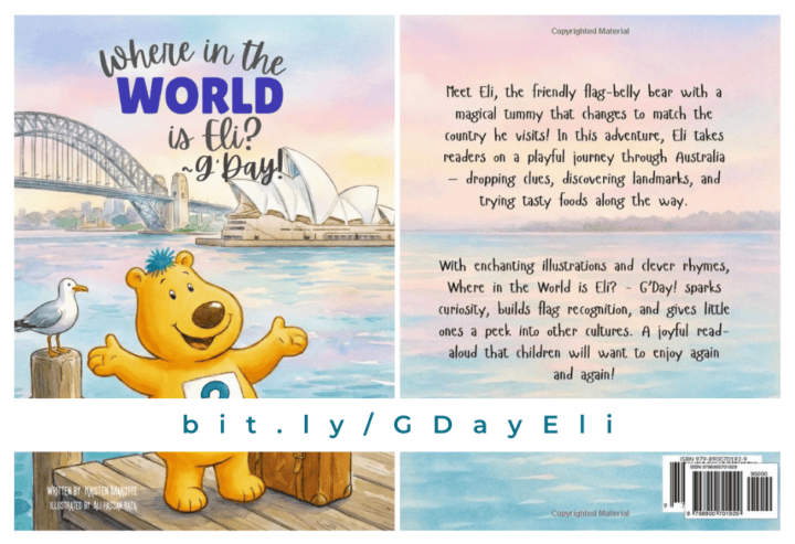 Eli the Flag Belly Bear GDay by Kristen Marotte